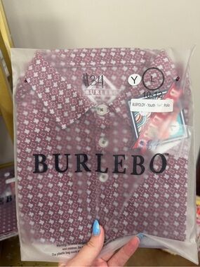 BURLEBO YOUTH L 10-12 Maroon Geometric Polo